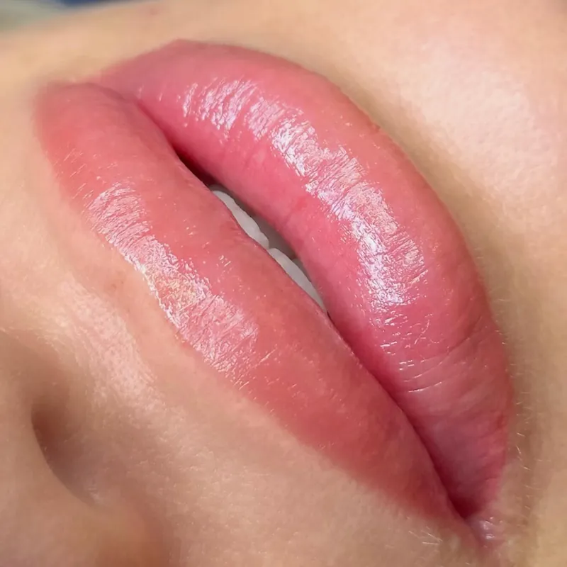 Lip Blush result: soft, even colour on the lips