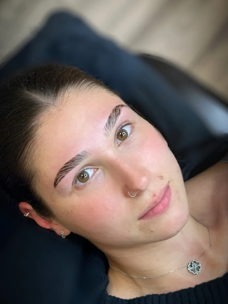Brow Lamination result: brushed-up, groomed brows